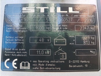 Electric forklift Still RX 20-16 1.6 ton Triplex Freelift Sideshift Elektra Heftruck: picture 4