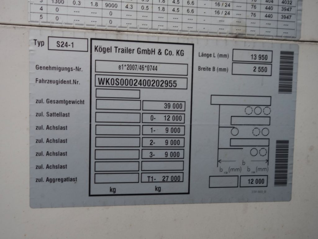 Curtainsider semi-trailer Kögel SN24 MEGA, Liftachse, SAF Achsen: picture 16