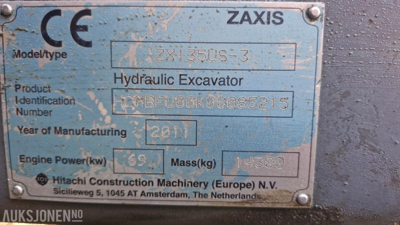 Excavator ZX135 2011 modell | Inkludert graveskuff | Sentralsmøring | 7005 timer: picture 12