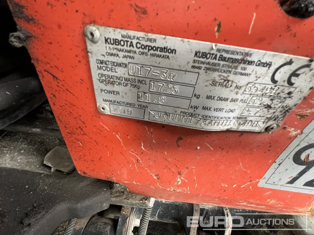 Mini excavator 2019 Kubota U17-3: picture 6